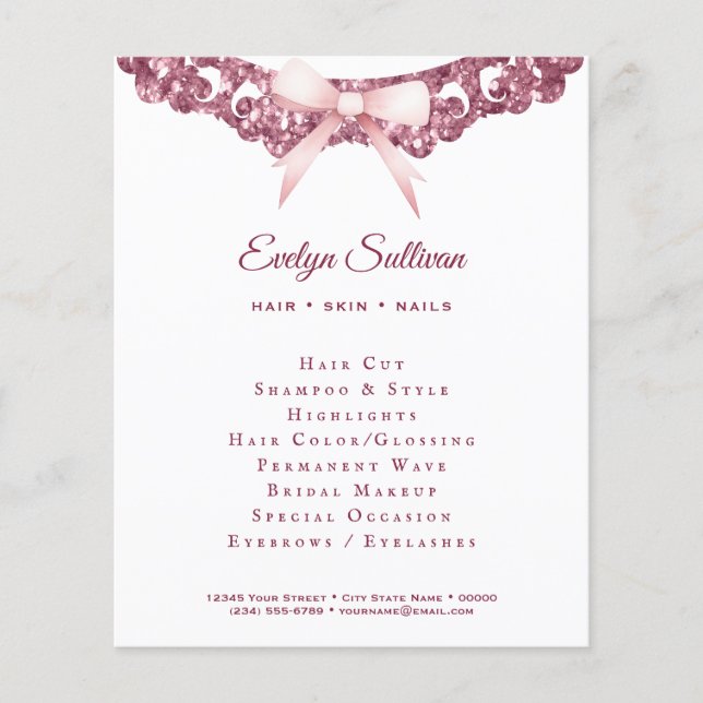 Vintage glitter frame pink bow flyer (Front)