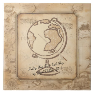 Vintage Globe. Geography & History Teacher Gift Ceramic Tile