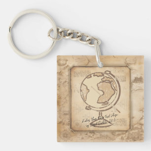 Vintage Globe. Geography & History Teacher Gift Key Ring