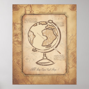 Vintage Globe. Geography & History Teacher Gift Poster