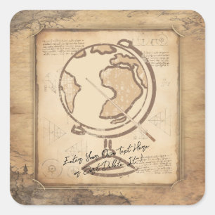 Vintage Globe. Geography & History Teacher Gift Square Sticker