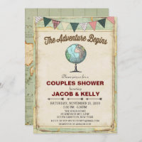 Vintage Globe Travel Couples Shower Invitation