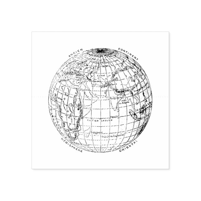 VINTAGE GLOBE WOOD ART STAMP (Imprint)