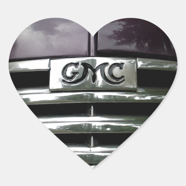 Vintage GMC Truck Grill Heart Sticker (Front)