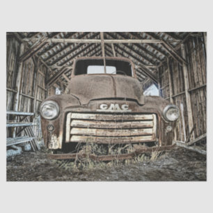 Vintage GMC Truck In Rustic Barn 1949-55 Tissue Paper