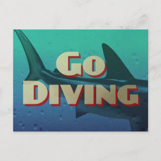 Vintage Go Diving Scuba Postcard