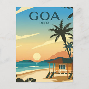 Vintage GOA, India Travel watercolor retro  Postcard