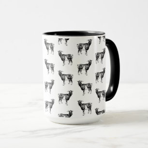 Vintage Goat Print Pattern CUSTOM BACKGROUND COLOR Mug