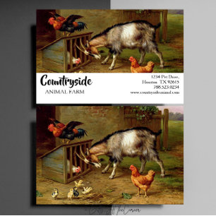 Vintage Goats Rooster And Chickens Farm Animals Business Card