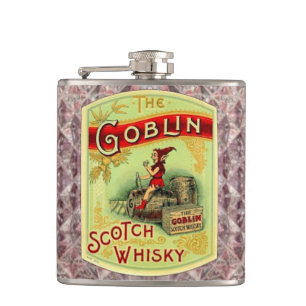 Vintage Goblin Crystal Whiskey Bottle Label Flask