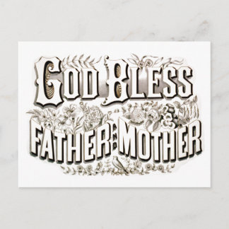 Vintage God Bless Father and Mother Prayer 1876 Postcard