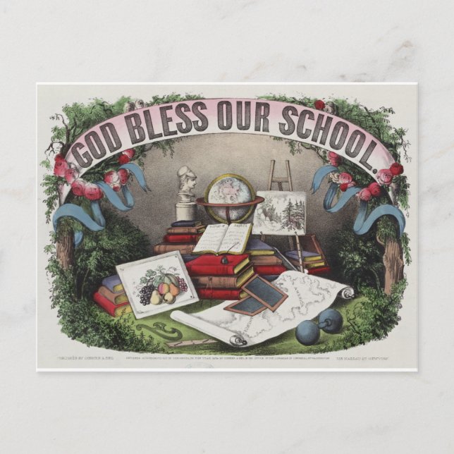 Vintage: God Bless Our Schools Postcard (Front)