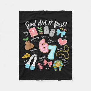 Vintage God Did It First 67 Six Seven Meme Christi Fleece Blanket