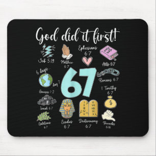 Vintage God Did It First 67 Six Seven Meme Christi Mouse Pad