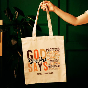 Vintage God Says You Are Motivational Text Tote Bag