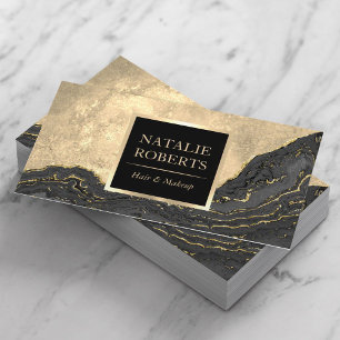 Vintage Gold Agate Makeup Artist Hair Beauty Salon Business Card