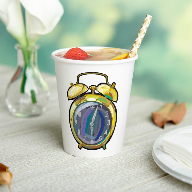 Vintage Gold Alarm Clock Retro Timepiece  Paper Cups (Creator Uploaded)