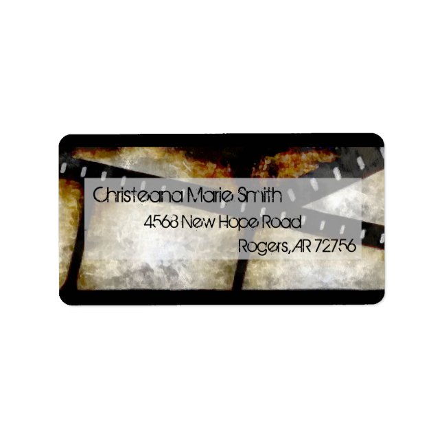Vintage Gold and Black Film Strip Watercolor Label (Front)
