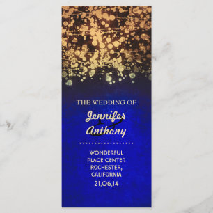 vintage gold and blue wedding programs