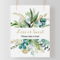 Vintage Gold and Green Eucalyptus Love is Sweet