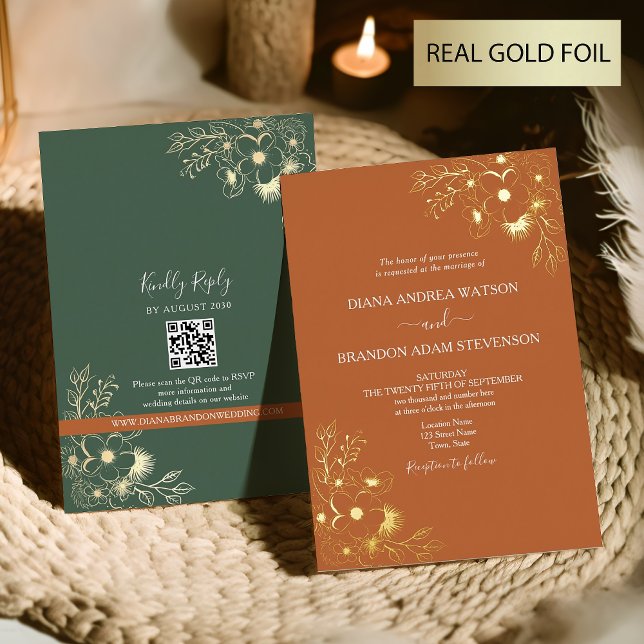 Vintage Gold and Terracotta Wedding QR Code (Creator Uploaded)