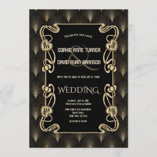 Vintage Gold Art Deco Great Gatsby Wedding Invitation