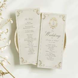 Vintage Gold Baroque Wedding Program Card