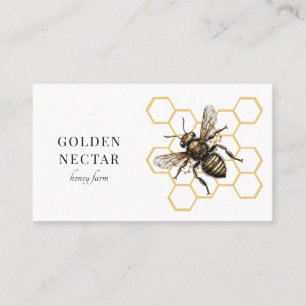 Vintage Gold Bee Logo Honeybee Beekeeper Business Card