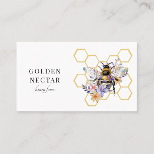 Vintage Gold Bee Logo Honeybee Beekeeper Business Card