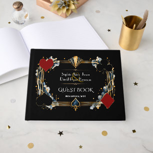 Vintage Gold Black Art Deco Casino Night Wedding Guest Book