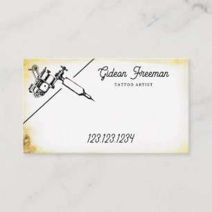 Vintage Gold & Black Tattoo Machine Business Card