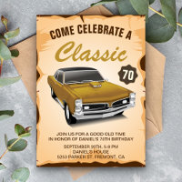 Vintage Gold Car Classic Birthday Invitation