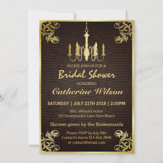 Vintage Gold Chandelier Bridal Shower Invitation