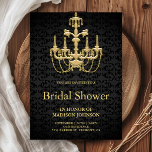Vintage Gold Chandelier Bridal Shower Invitation