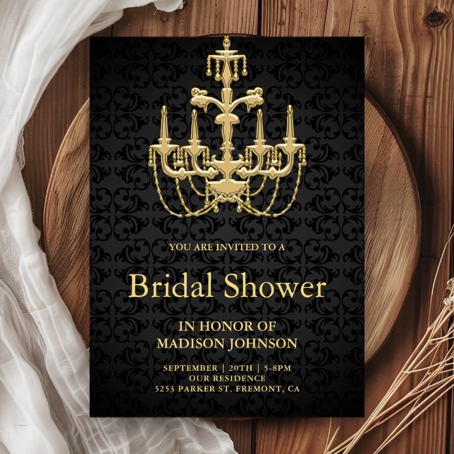 Vintage Gold Chandelier Bridal Shower Invitation (Creator Uploaded)