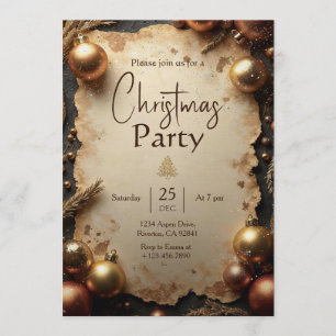 Vintage Gold Christmas Party Invitation