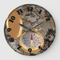 Vintage Gold Compass on Antique Pirate Map 