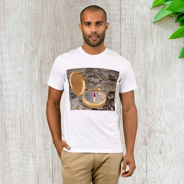 Vintage Gold Compass on Antique Pirate Map  T-Shirt (Creator Uploaded)