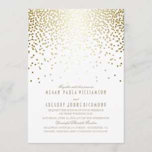 Vintage Gold Confetti Art Deco Elegant Wedding Invitation