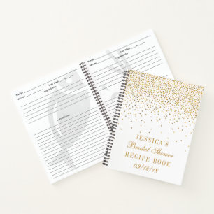 Vintage Gold Confetti Bridal Shower Recipe Notebook