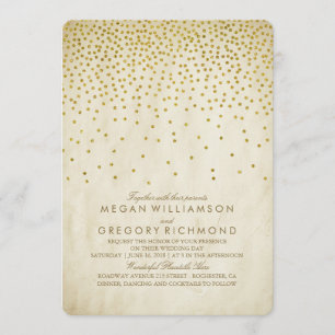 Vintage Gold Confetti Wedding Invitation