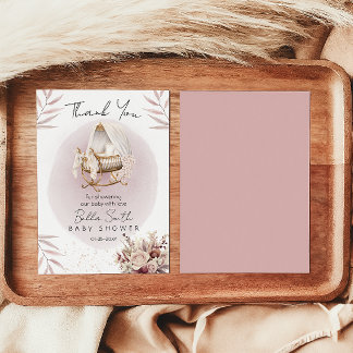 Vintage Gold Cradle Baby Shower Thank You Card