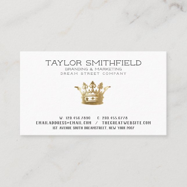 Vintage Gold Crown Business Card (Front)