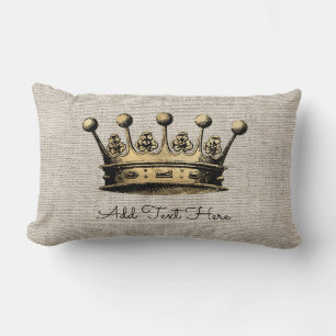 Vintage Gold Crown Custom Text Home Decor Lumbar Cushion