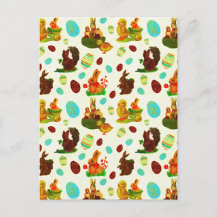 Vintage Gold Easter Eggs Garden Chicks Bunny Postcard