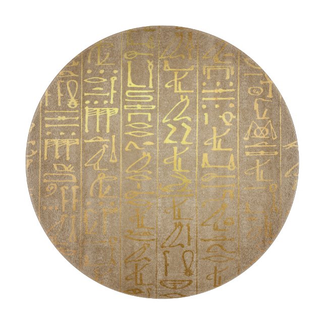 Vintage Gold Egyptian Hieroglyphics Paper Print Cutting Board (Front)