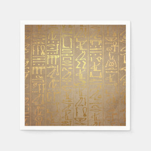 Vintage Gold Egyptian Hieroglyphics Paper Print Napkin
