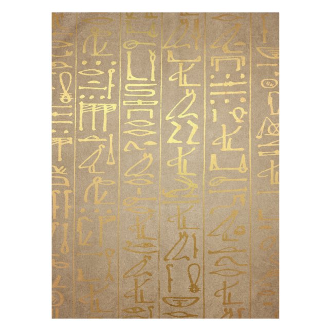 Vintage Gold Egyptian Hieroglyphics Paper Print Tablecloth (Front)
