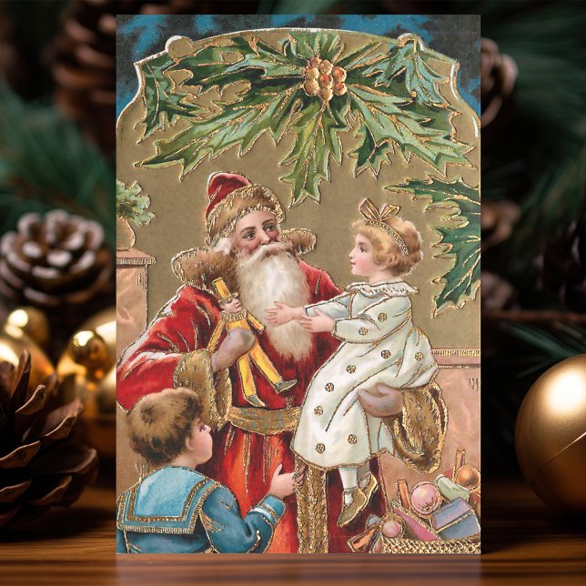 Vintage Gold Embellished Santa with Children Tissue Paper (Creator Uploaded)