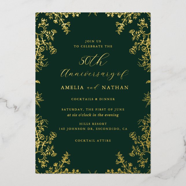 Vintage Gold Emerald 50th Anniversary Party (Front)